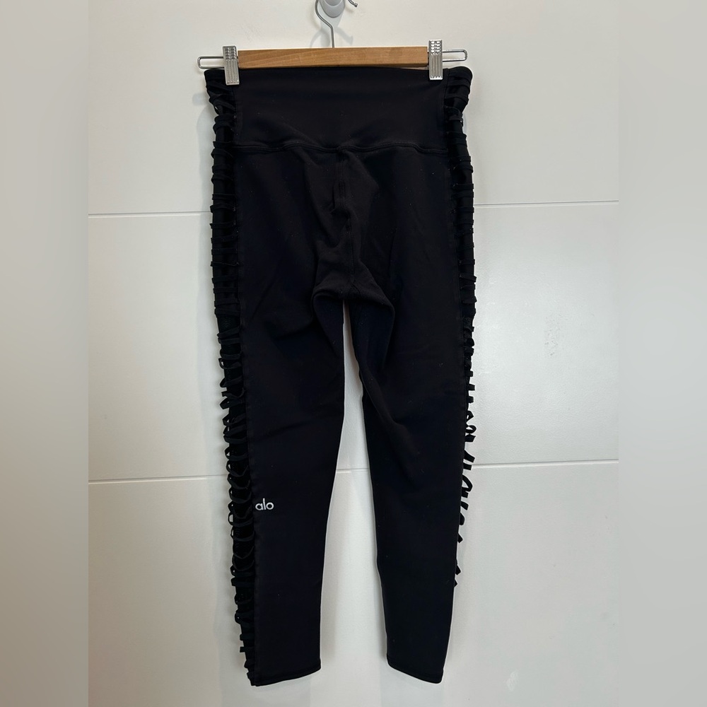 Alo Yoga Prism Mesh Women’s Athletic Active All Black Cropped Leggings Small